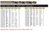 DRILL BIT 29 PIECE SET JOBBER COBALT M35 135° WITH 3/8" SHANK WITH METAL CASE